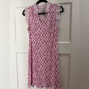 Anna Ocean Pink and White Sleeveless Dress w/ pockets sz s